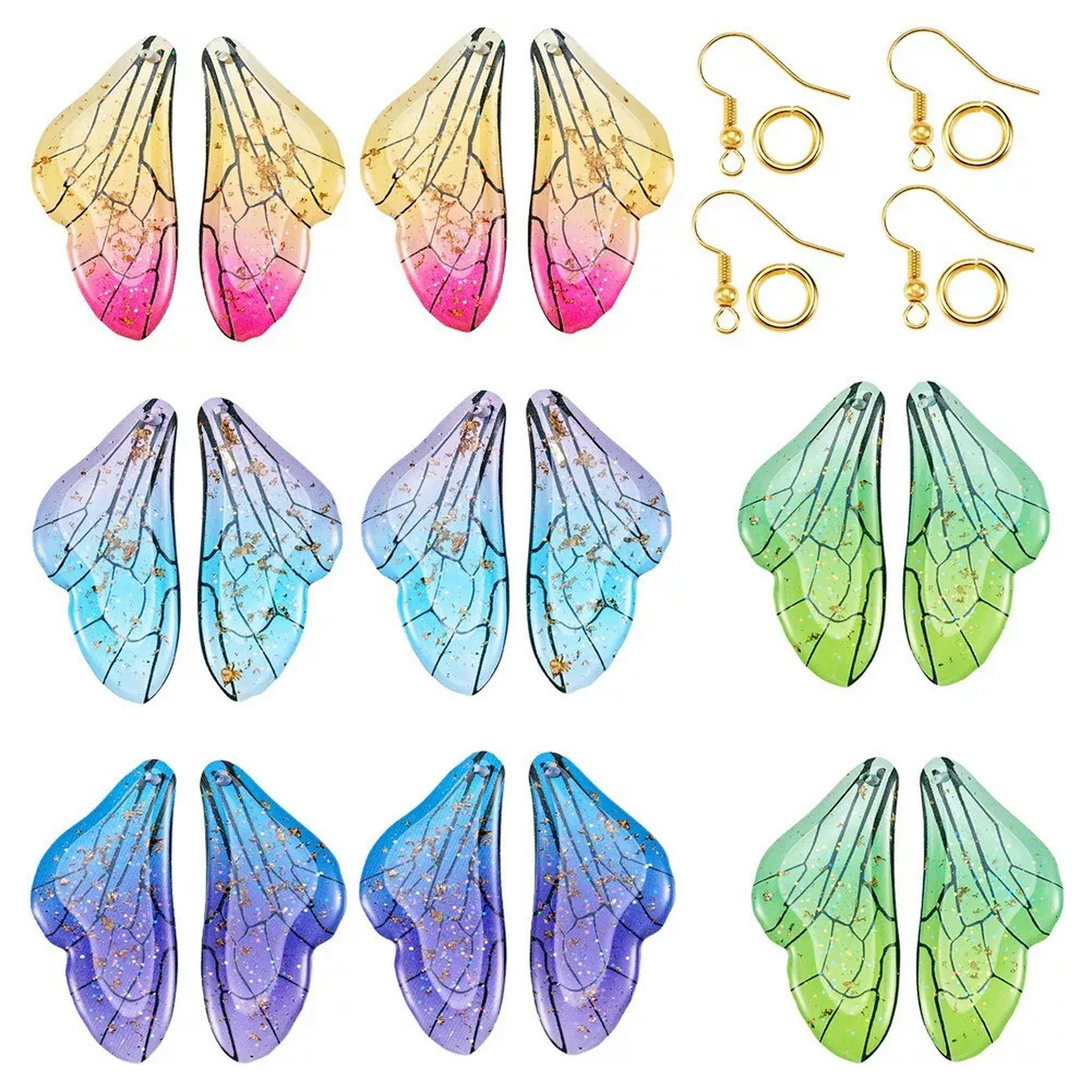 U8MO 1 Box Brass Earring Hooks Epoxy Resin Pendants Butterfly Wing Earring Making Kit