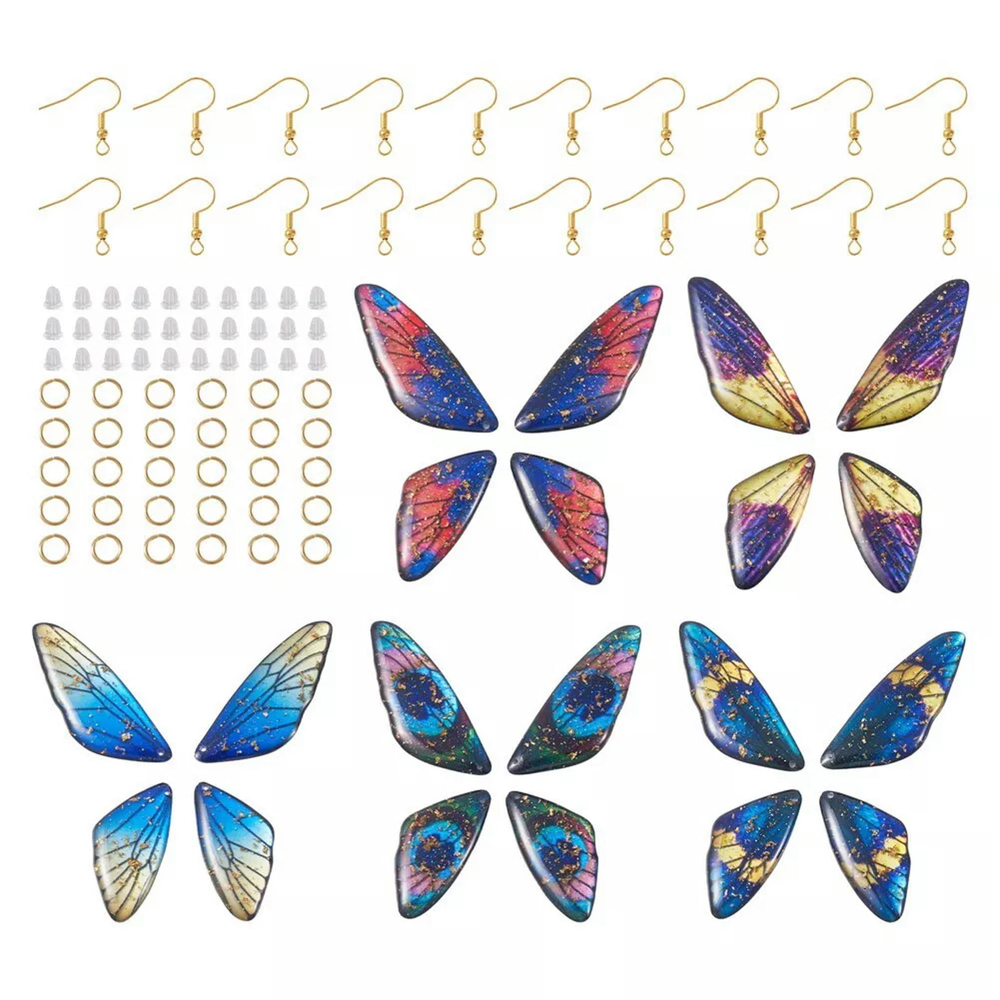 U8MO 1 Box DIY Butterfly Resin Dangle Earring Making Kit DIY Jewelry Findings 30x15mm