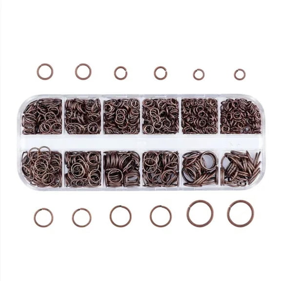 U8MO 1 Box Iron Close Unsoldered Jump Rings 4~10mm Loops Findings Box Kits Pick Color-Red Copper