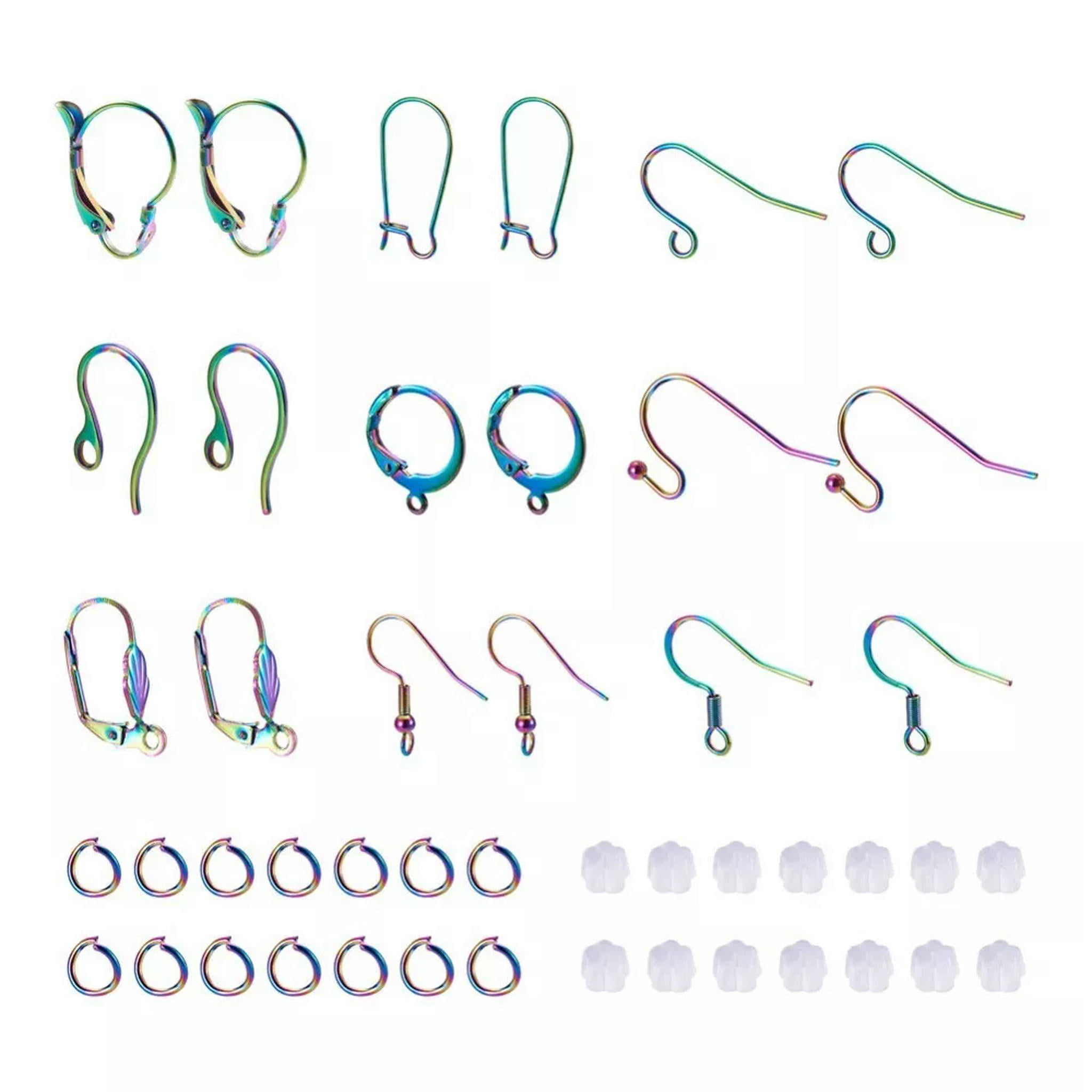 U8MO 1 Box Rainbow Color Leverback Earring Hoop Earring Hooks DIY Jewelry Making Kits