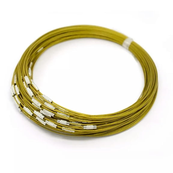 U8MO 1 Gold Neck Wire Stainless Steel Choker Neckwire Wholesale Screw Clasp 17.5"