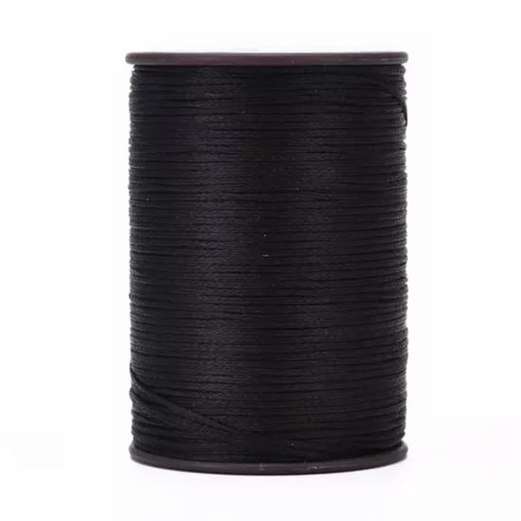 U8MO 1 Roll Flat Waxed Polyester Cord Micro Macrame Cord for Sewing Stitching 0.8mm-Black