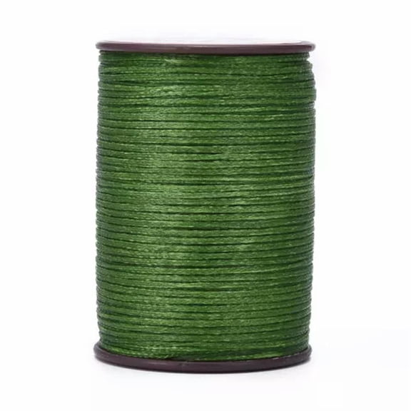 U8MO 1 Roll Flat Waxed Polyester Cord Micro Macrame Cord for Sewing Stitching 0.8mm-Dark Olive Green