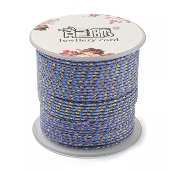 U8MO 1 Roll Handmade 4-Ply Polycotton Cord Macrame Cotton Rope with Gold Wire 1.5mm-Medium Orchid
