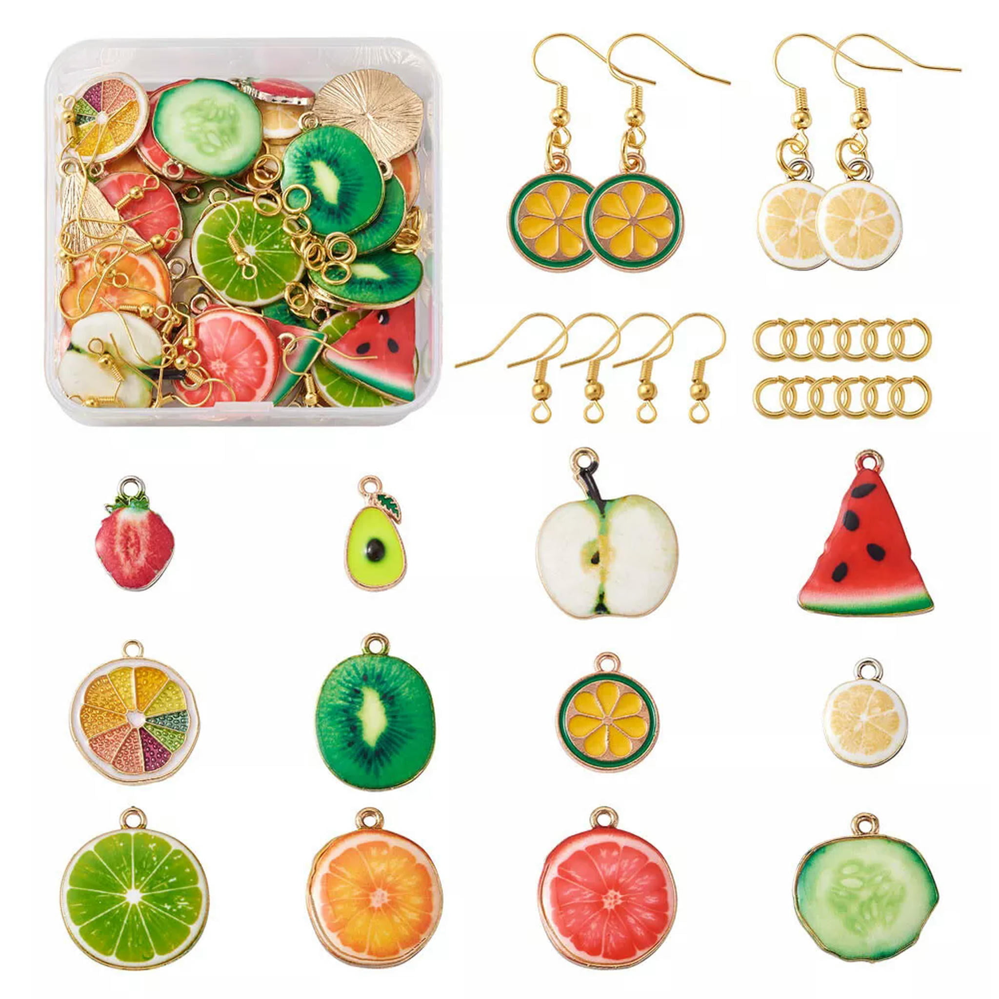 U8MO 1 Set DIY Fruit Dangle Earrings Making with Pendants &Earring Hooks &Jump Rings