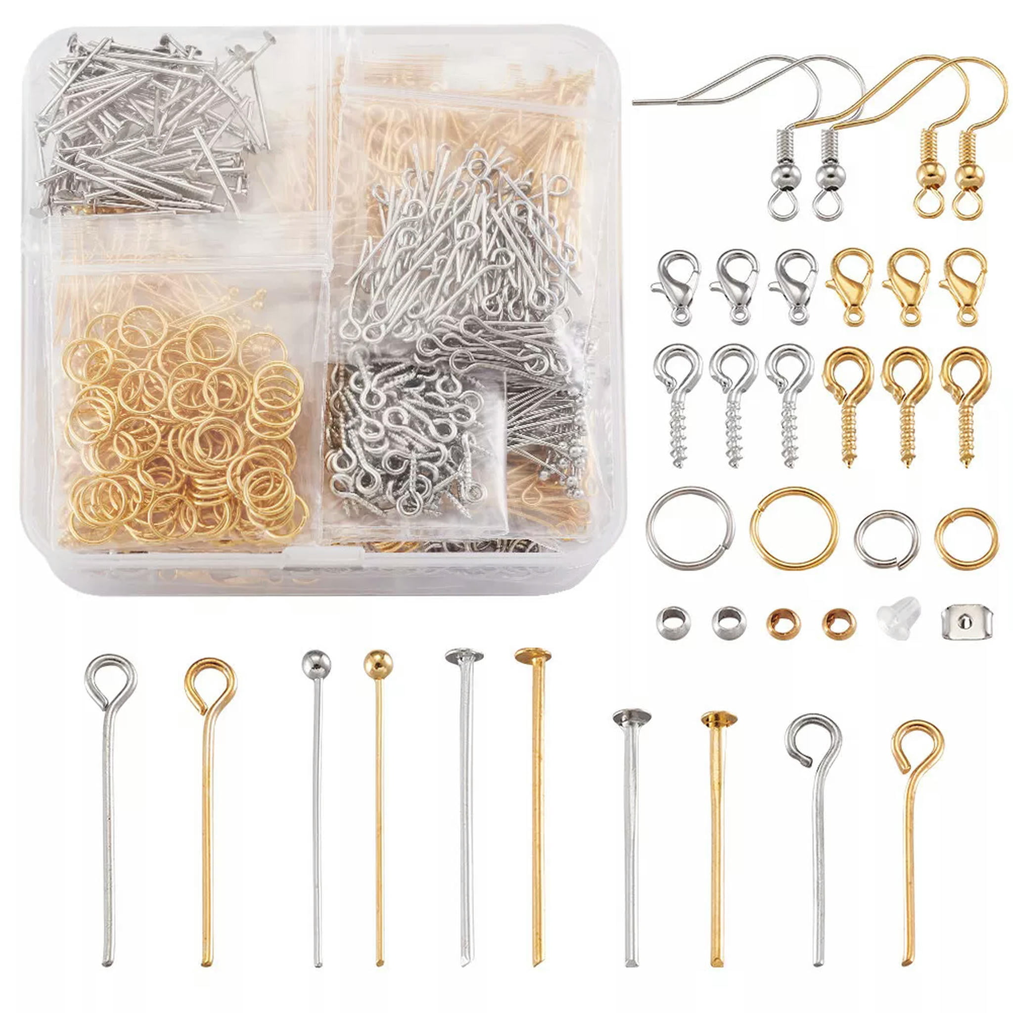 U8MO 1 Set DIY Jewelry Sets With 60pcs Earring Hooks 200x Ear Nuts 1000xJump Rings