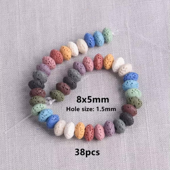 U8MO 1 Strand Mixed Natural Volcano Lava Stone Rondelle/Cylinder 6mm 8mm 10mm Beads-Rondelle 8x5mm