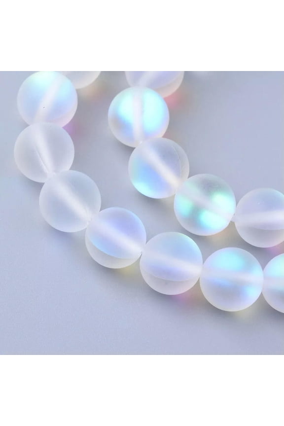 1 Strand Moonstone Frosted Round Loose Beads Rainbow Loose Cat Eyes Charms Beads