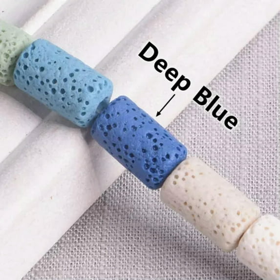 U8MO 1 Strand Natural Volcano Lava Stone 10x6mm 14x8mm Cylinder Shape Crafts Beads-Deep Blue-10x6mm (40pcs)
