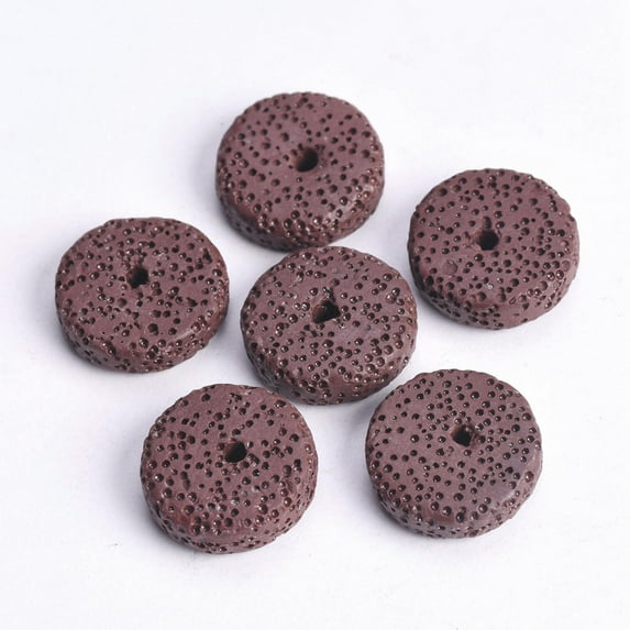 U8MO 1 Strand Natural Volcano Lava Stone 3x6mm 4x9mm Coin Rondelle Shape Crafts Beads-3x6mm 62pcs-Deep Brown