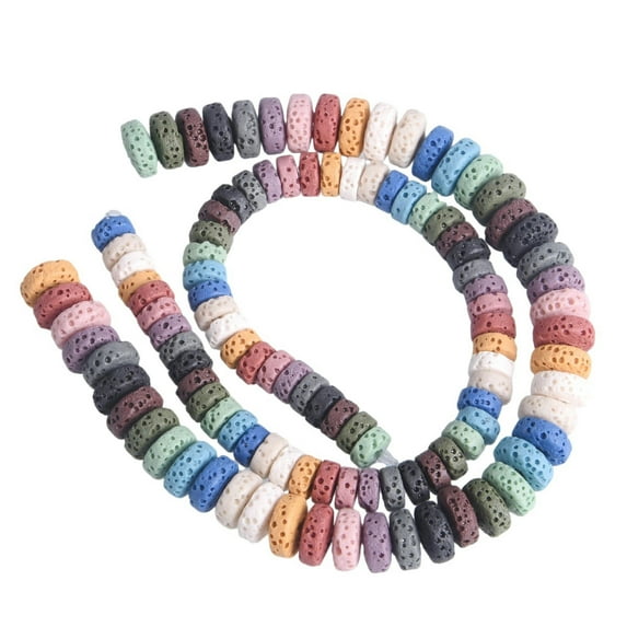 U8MO 1 Strand Natural Volcano Lava Stone 3x6mm 4x9mm Coin Rondelle Shape Crafts Beads-3x6mm 62pcs-Mixed