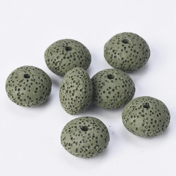 U8MO 1 Strand Rondelle 8x5mm 10x6mm Natural Volcano Lava Stone Beads Lot DIY Jewelry-Dark Green-8x5mm (38pcs)