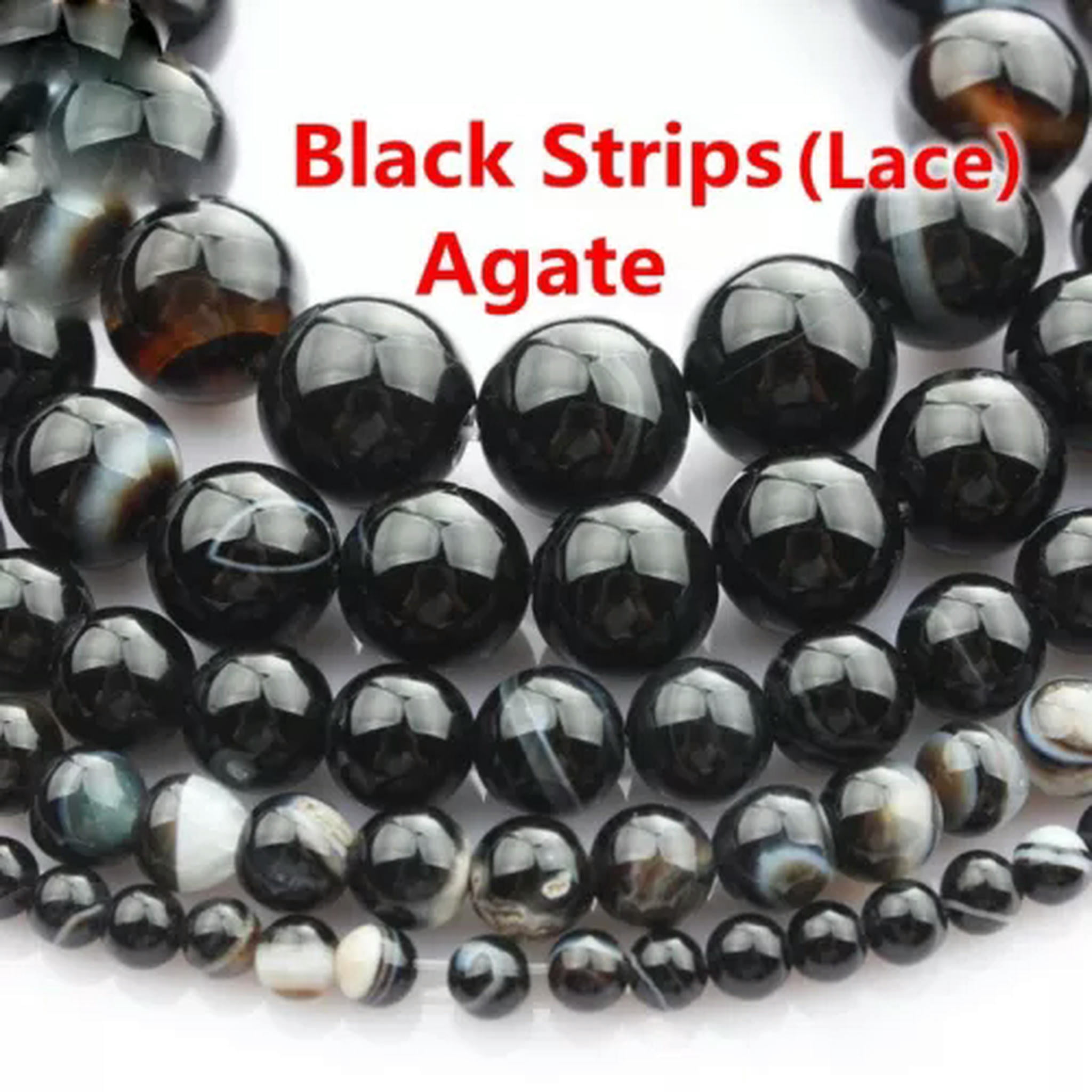 U8MO 1 Strand Round 4mm 6mm 8mm 10mm 12mm Natural Stone Rock Gemstone Beads Lot-Black Lace Agate-6mm (61~63pcs)