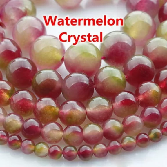 U8MO 1 Strand Round 4mm 6mm 8mm 10mm 12mm Natural Stone Rock Gemstone Beads Lot-Watermelon Crystal-6mm (61~63pcs)