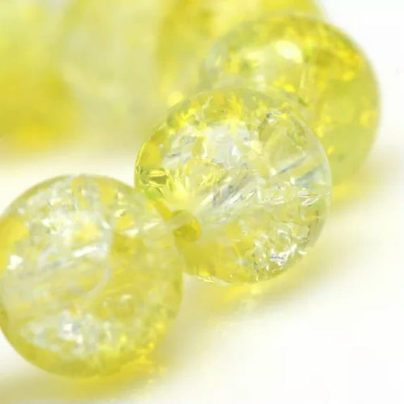 U8MO 1 Strd Baking Painted Crackle Glass Round Beads Smooth Loose Spacer Beads 4~10mm-Yellow-8mm-100pcs/Strand