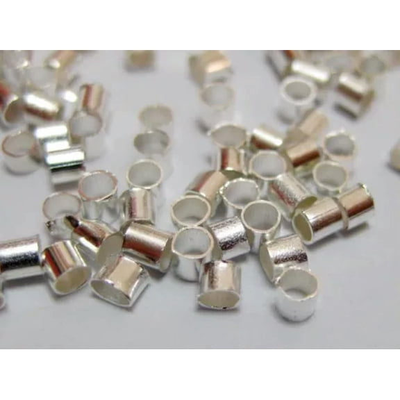 U8MO 10,000pcs Brass Crimp Tube End Stopper Beads 1.5mm Jewelry Making Wholesales-Silver
