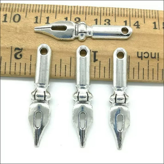 U8MO 10/20/50/100pc Antique Silver Pen nib Charms Pendants Jewelry Making DIY 32x7mm-50pcs