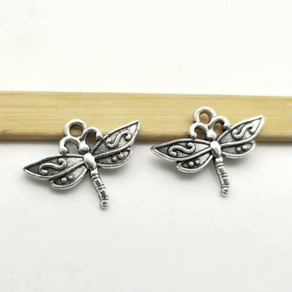 U8MO 10/30/50pcs Dragonfly Antique Silver Charms Pendants for Jewelry Making 17*23mm-10pcs