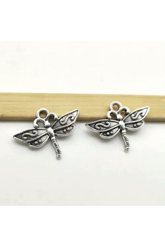 10/30/50pcs Dragonfly Antique Silver Charms Pendants for Jewelry Making 17*23mm-10pcs