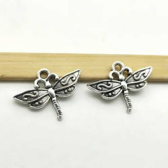 U8MO 10/30/50pcs Dragonfly Antique Silver Charms Pendants for Jewelry Making 17*23mm-30pcs