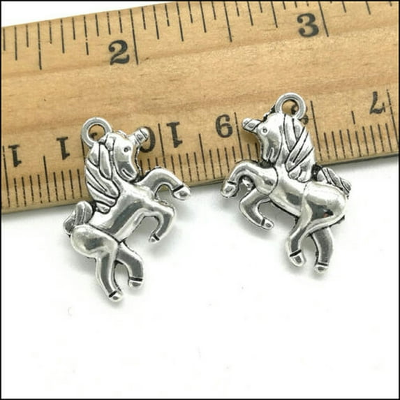 U8MO 10/40pcs Unicorn Antique Silver Charms Pendants DIY Jewelry Findings 16x21mm-10pcs