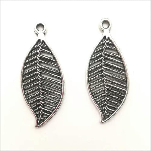 U8MO 10/50/100X Hollow out leaves Antique Silver Charms Pendants for Jewelry Making-100pcs