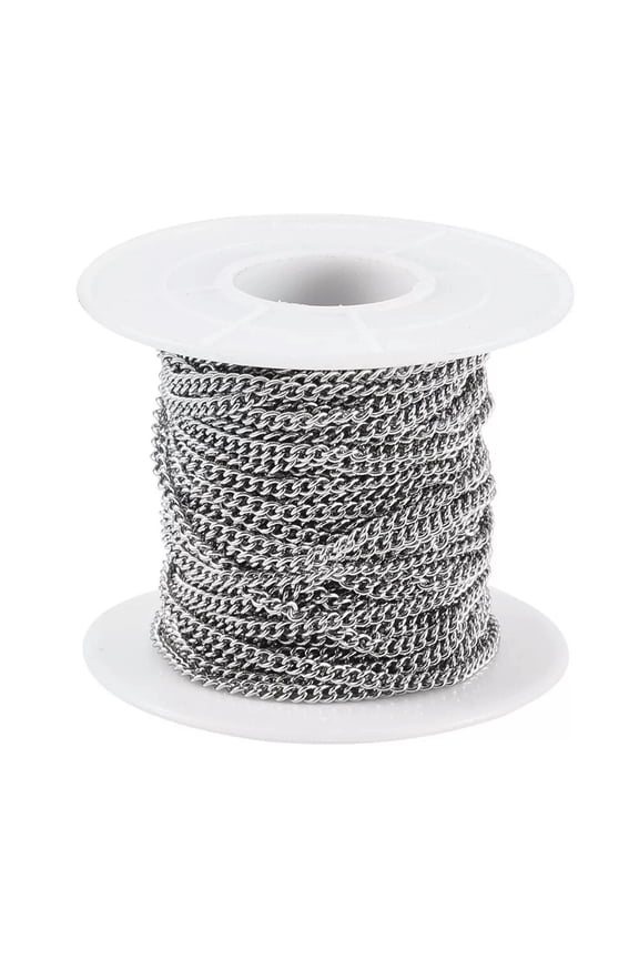 10.9yards/Roll 304 Stainless Steel Curb Chains Unsoldered Oval Link 2.7x2x0.5mm