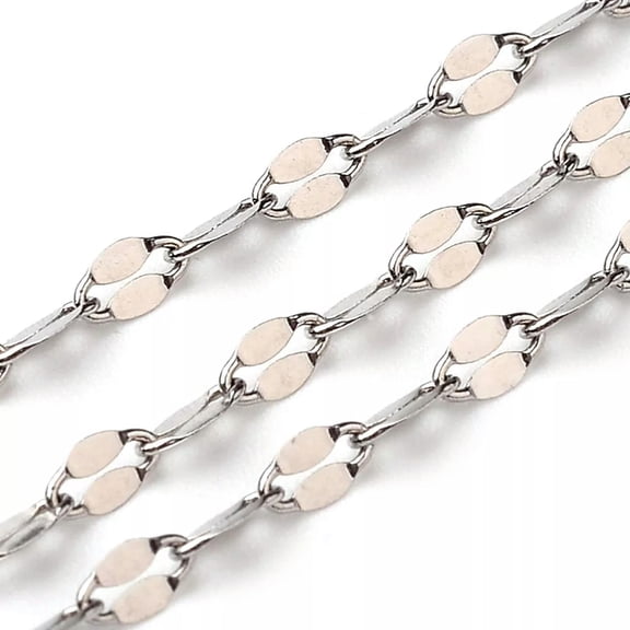 U8MO 10.9yds 304 Stainless Steel Cross Chains Flat Oval Link Cable Tiny String 2x2mm