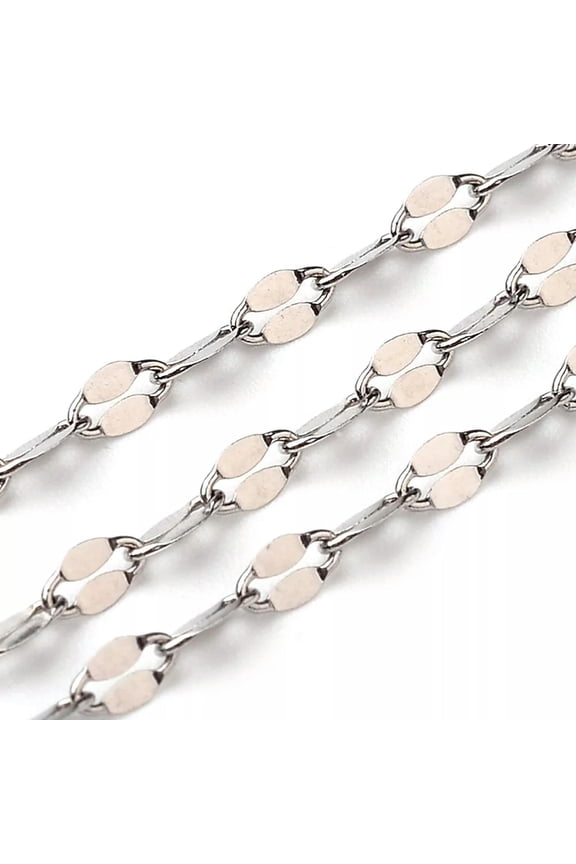 10.9yds 304 Stainless Steel Cross Chains Flat Oval Link Cable Tiny String 2x2mm