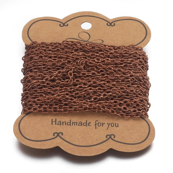 U8MO 10.9yds Iron Unwelded Cross Chains Textured Cable Oval Link Pick Color 4x3x1mm-Red Copper