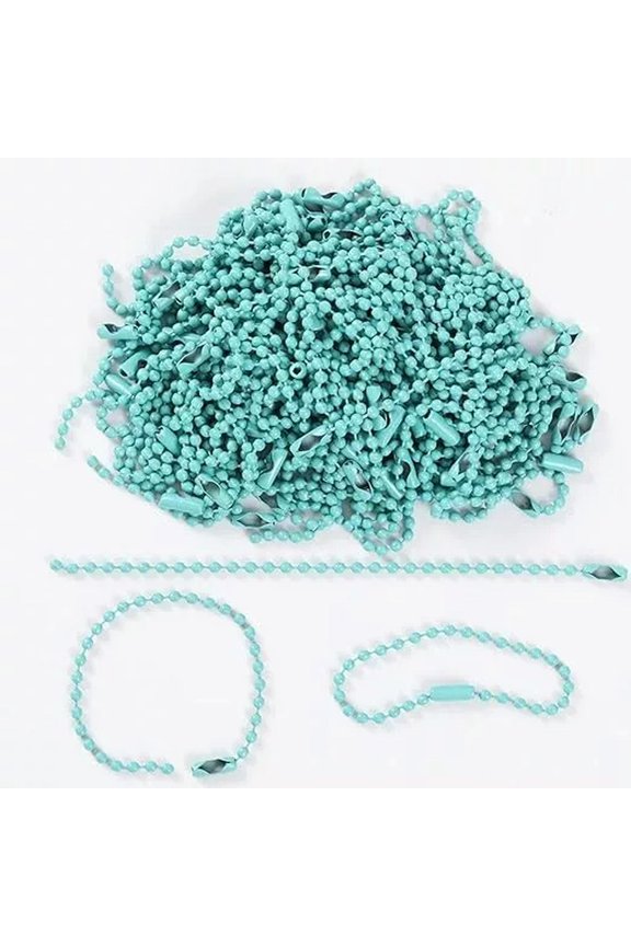 10 Ball Key Chains Aqua Blue Keychain Making DIY 2.4mm 4.72" Bead Chains Lot
