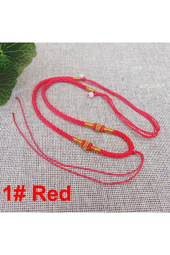 10 Chinese Silk Thread Knotted Cord Adjustable String Necklace for Jade Pendants-1# Red