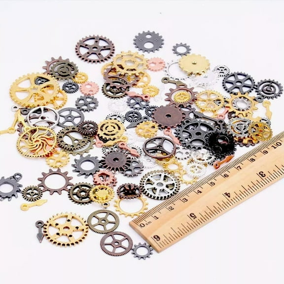 U8MO 10 Clock Gears Clock Parts Metal Gears Steampunk Assorted Lot Bronze Silver Cogs