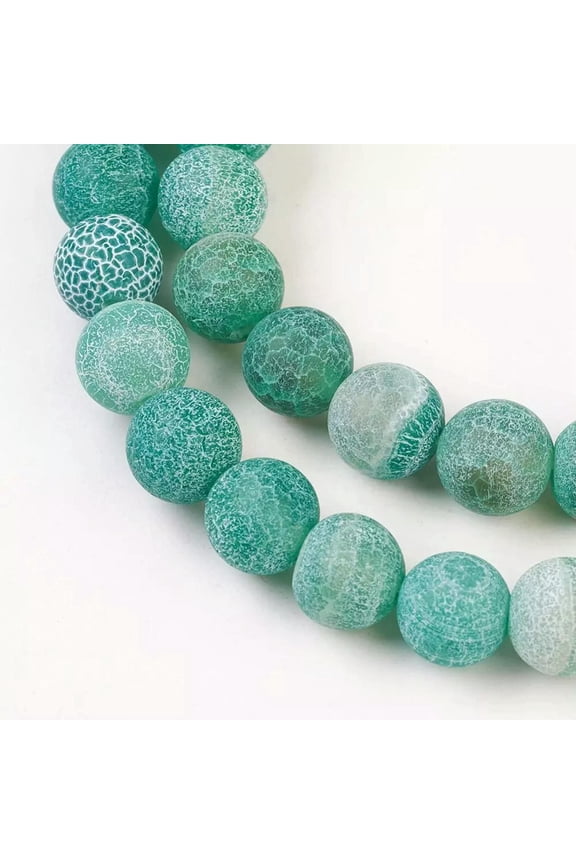 10 Dragon Vein Agate Gemstone Beads Striped Green Frosted Jewelry Supplies 8mm