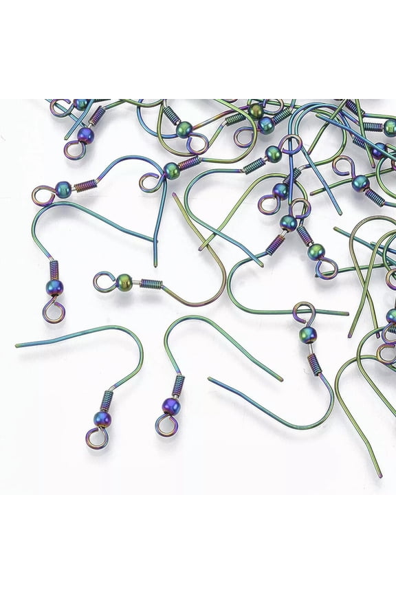 10 Fish Hook Earwires Stainless Steel Rainbow Ear Wires Earring Findings Jewelry