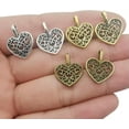 thumbnail image 1 of U8MO 10 Heart Charms Valentines Day Pendants Gold Silver Assorted Mix Supply Lot, 1 of 1