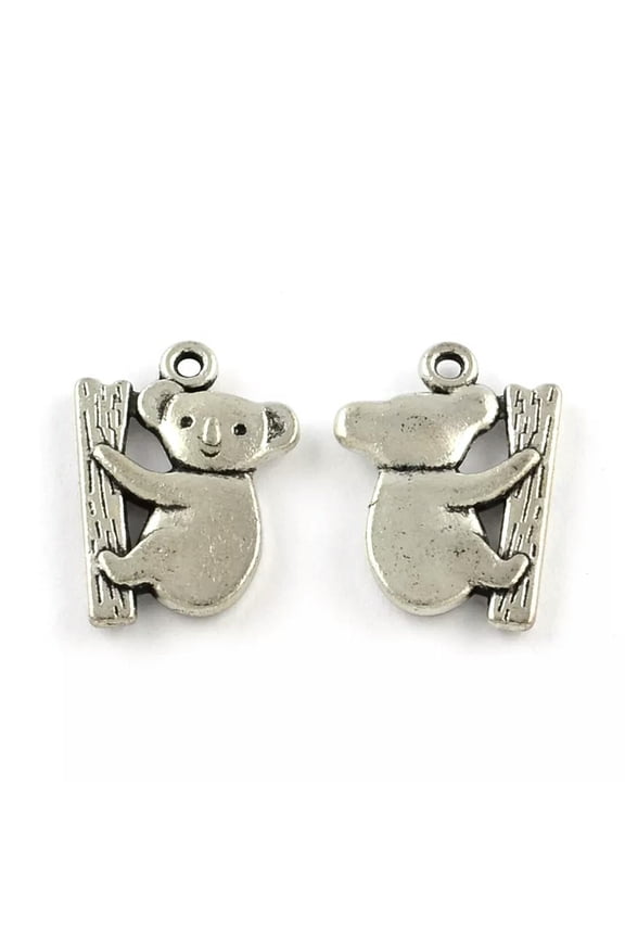 10 Koala Charms Antiqued Silver Koala Pendants Australian Animal Charms Zoo