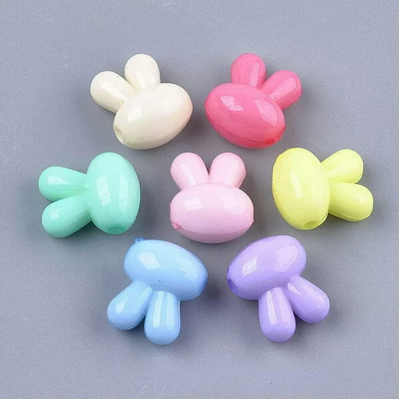 U8MO 10 Large Bubblegum Beads Acrylic Bunny Big Spacers Plastic Assorted Lot Mix 16mm