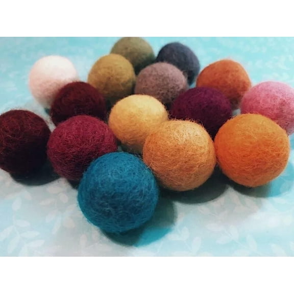 U8MO 10 Large Bubblegum Beads Felted Wool Round Big Set Assorted Lot Mix 20mm