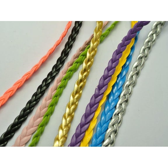 U8MO 10 Meters Mixed Color Flat Braided Bolo Leatherette String Jewelry Cord 5X1mm
