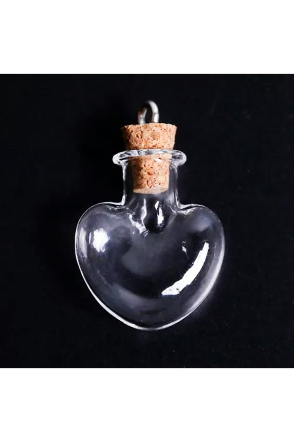 10 Mini Empty Glass Bottle Vials Cork Pendants Wish Bottles 10 Style for Choice-C Heart
