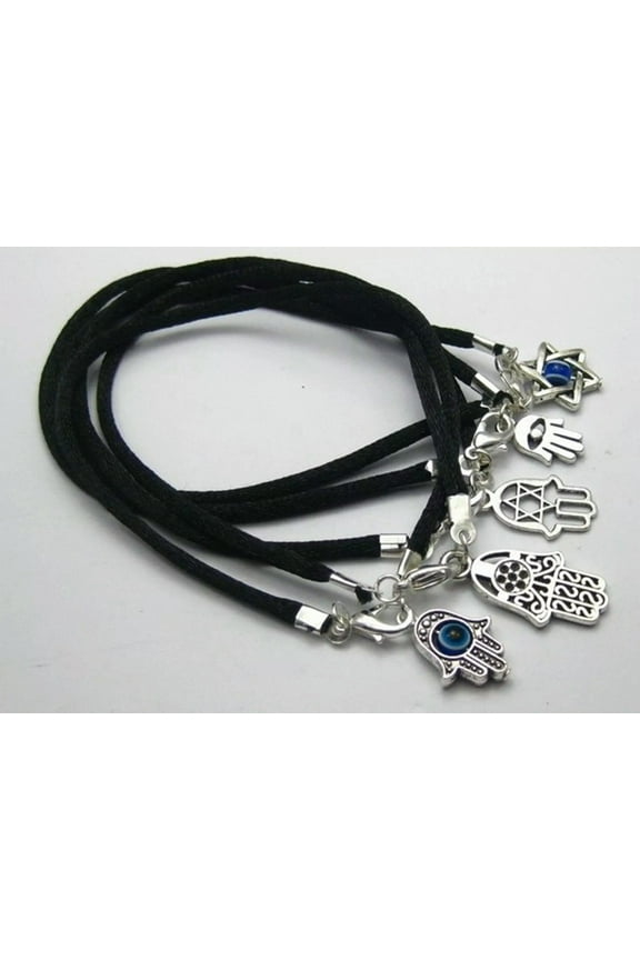 10 Mixed Kabbalah Hand Charms Black String Good Luck Bracelets 20cm