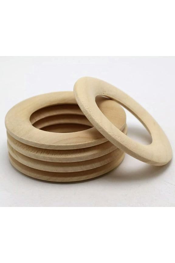 10 Natural Untreated Plain Wood Big Round Donut Ring Beads 59mm ~Wooden Ring