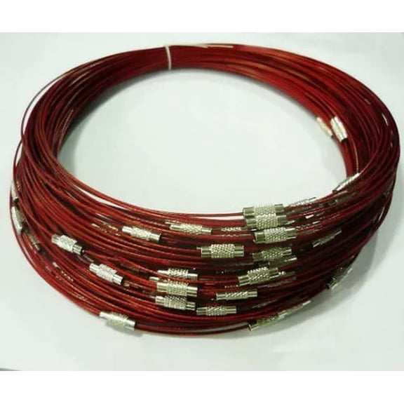 U8MO 10 Neck Wires Steel Necklace Wire Chokers Red Screw Clasp Wholesale Jewelry Set