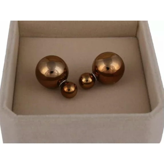 U8MO 10 Pairs Metallic Color Acrylic Double Side Front and Back Post Ear Stud Earring-Metallic Coffee