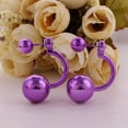 thumbnail image 1 of U8MO 10 Pairs Metallic Color Acrylic Round Double Sided Ear Stud Front Back Earrings-D: Metallic Purple, 1 of 7