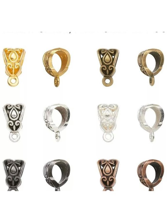 10 Pendant Bails Jewelry Bails Antiqued Silver Bronze Gold Black Hang Bails mix