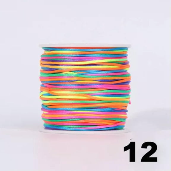 U8MO 10 Roll 1mm Braided Macrame Satin Silk Cord Chinese Knot Nylon Rattail Thread-12# Raibbow