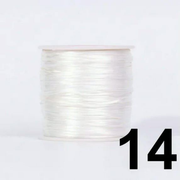 U8MO 10 Roll 1mm Braided Macrame Satin Silk Cord Chinese Knot Nylon Rattail Thread-14# White