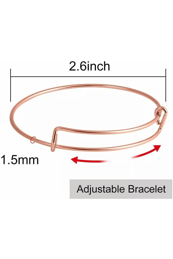 10 Rose Gold Bangle Bracelets Adjustable Stainless Steel Bulk Jewelry Making